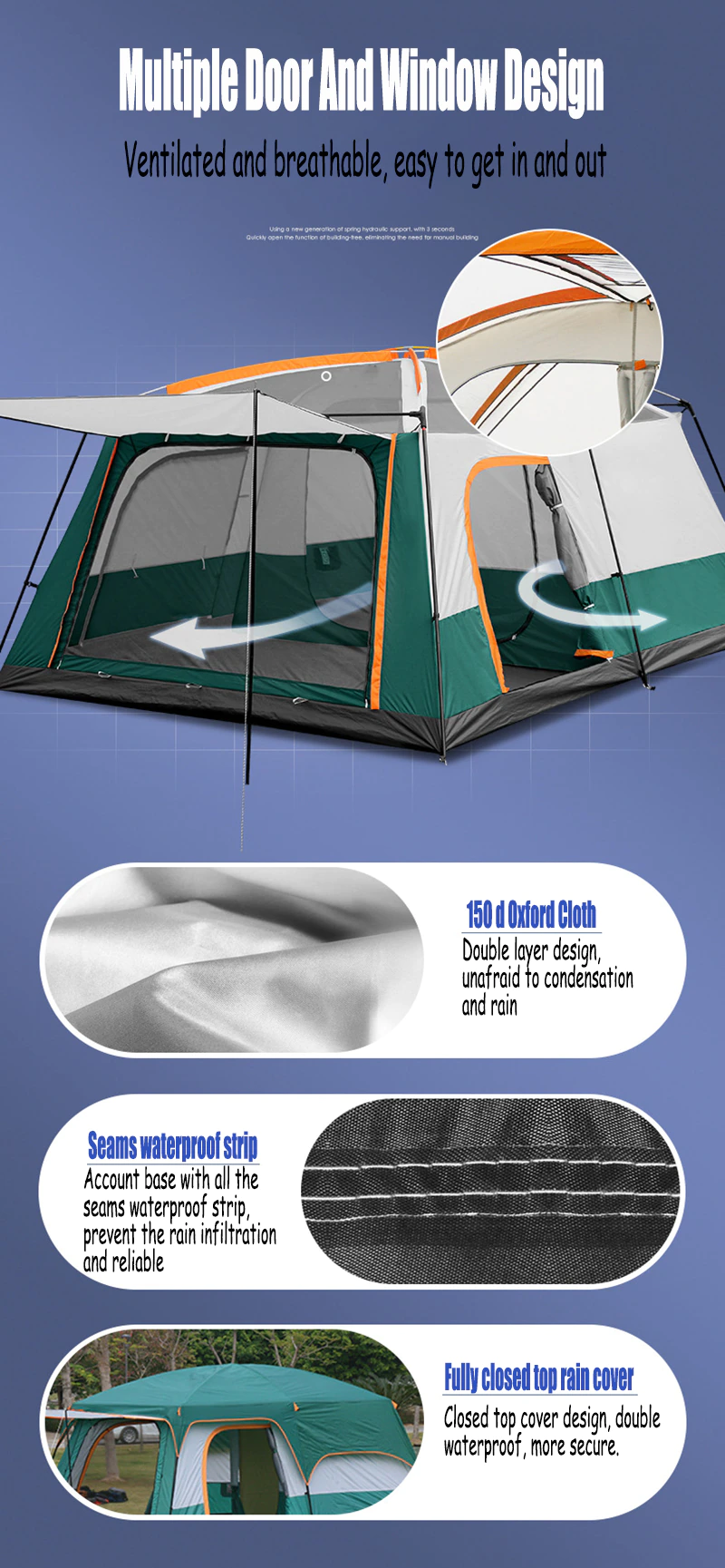 Cheap Goat Tents Large Camping Tent Two Story Outdoor 2 Living Rooms And 1 Hall High Quality Outdoor Family Camping Tent Large Space Tent For5 12   